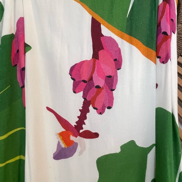 Farm Rio Tropical Print Midi Dress with Tie Shoulder Vacation Resort Bold - Picture 3 of 16